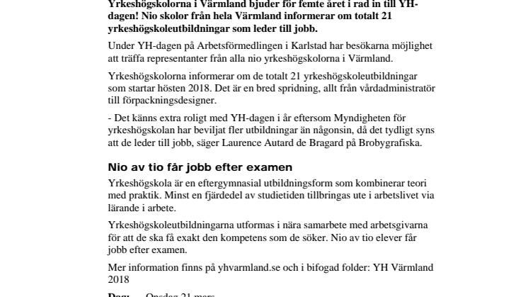 Pressinbjudan: 21 jobbsäkra utbildningar på YH-dagen