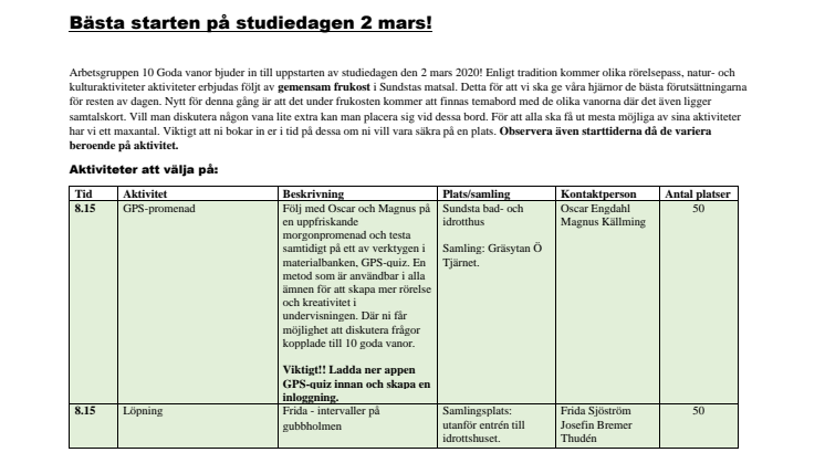 Studiedag 2 mars 2020