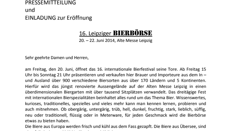 16. Leipziger Bierbörse: Überdimensionaler Biergarten wird auf der Alten Messe Leipzig eröffnet