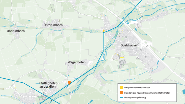 Übersichtslageplan Umspannwerk Pfaffenhofen an der Glonn
