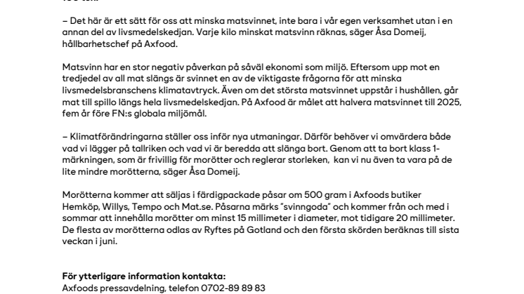 Axfood räddar 100 ton morötter från matsvinn