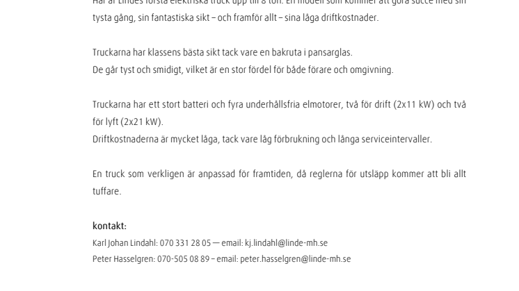 Nyhet från World of Material Handling - elmotviktstruck upp till 8 ton