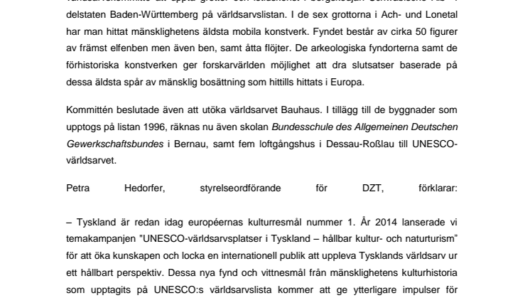 ​Istidsgrottor blir 42:a UNESCO-världsarvet i Tyskland