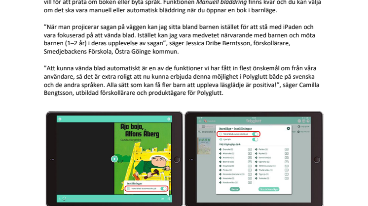 Nya funktioner i Polyglutt – bilderbokstjänsten för förskolan nu ännu bättre
