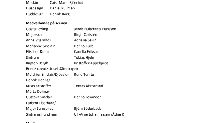 Medverkande Gösta Berlings Saga 2011