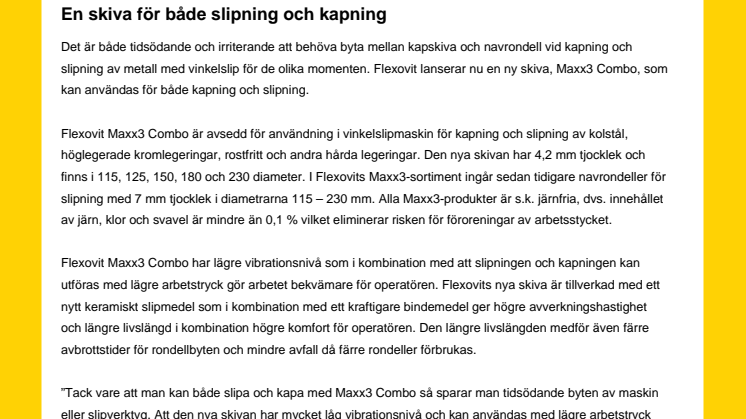 En skiva för både slipning och kapning