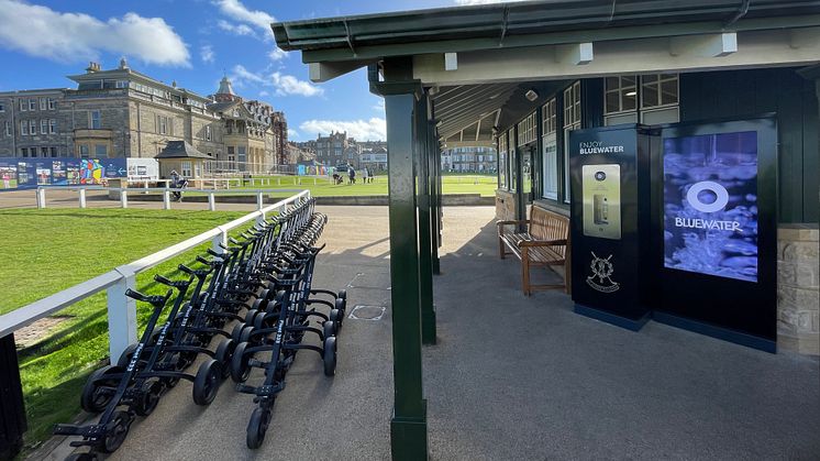 A Bluewater hydration station serves water as clean as nature intended to golfers teeing off at the first hole at the prestigious St Andrew's Old Course — known as the 'home of golf'