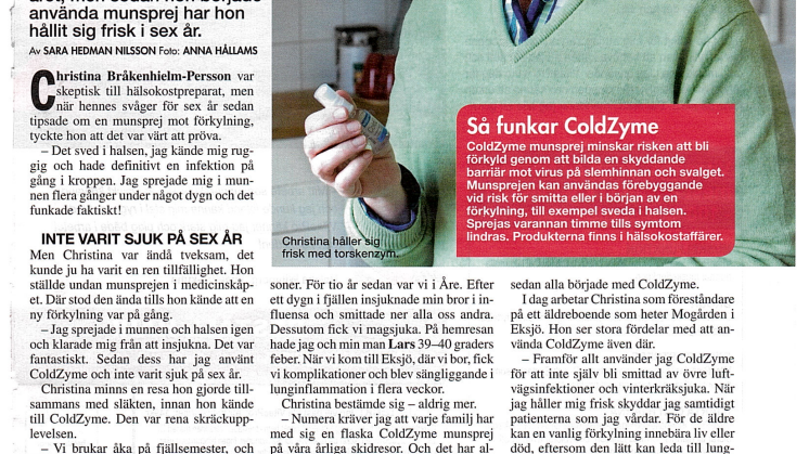 En dusch i munnen tar knäcken på förkylningen (Artikel: Året Runt #52/2012)