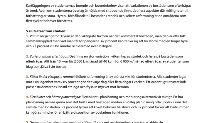 Mer varierat utbud av bostäder efterfrågas av studenterna