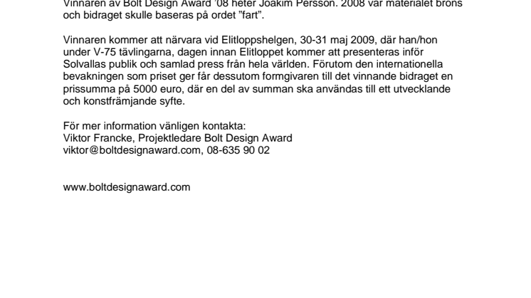 Bolt Design Award