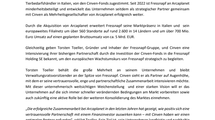 240704_Pressemeldung - Fressnapf übernimmt Arcaplanet. Cinven wird Gesellschafter.pdf