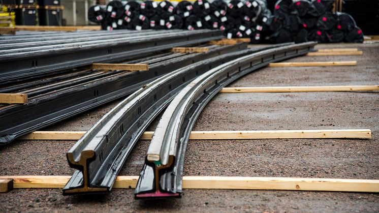Varje räl är 18 meter och spårvägen består av totalt 11 000 spårmeter. Foto: Kristina Strand Larsson, Lunds kommun.