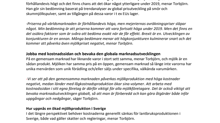 Mjölkpriset följer oljepriset