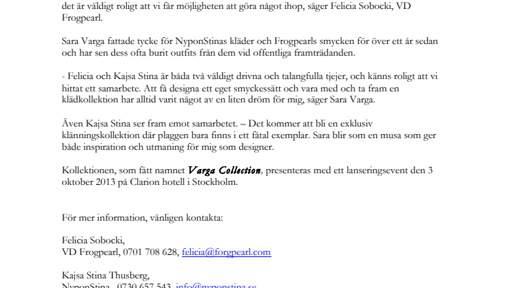 Frogpearl och Nyponstina i designsamarbete med Sara Varga 