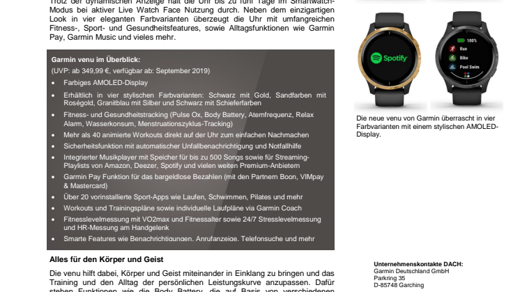 Faszinierend dynamisch: Die erste Garmin-Smartwatch mit AMOLED-Display
