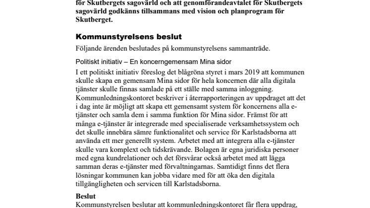 Kommunstyrelsen i korthet den 12 november
