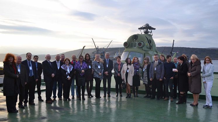 Participants at the conference 'Radioecological research and monitoring in the Barents Sea and the Andreeva Bay. Oct. 2016, i/b Lenin, Murmansk (Photo credit: MMBI)