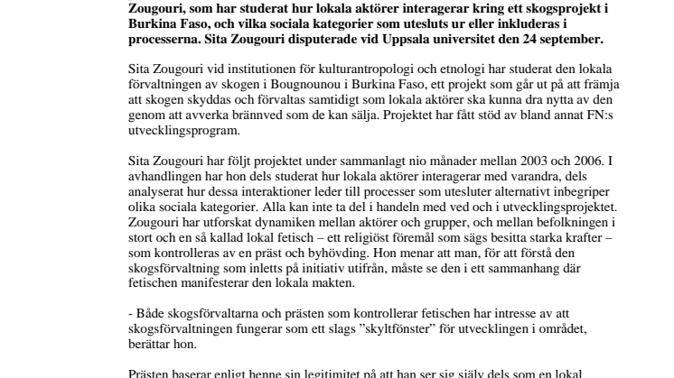 Skogsprojekt speglar samhällets maktstrukturer i Burkina Faso