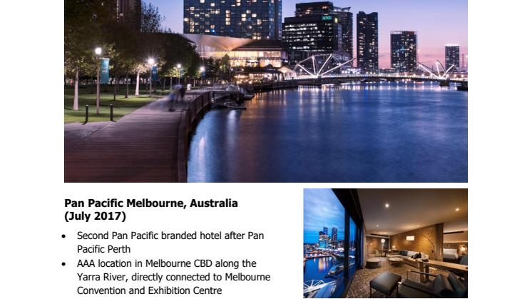 Pan Pacific Hotels Group Latest Openings