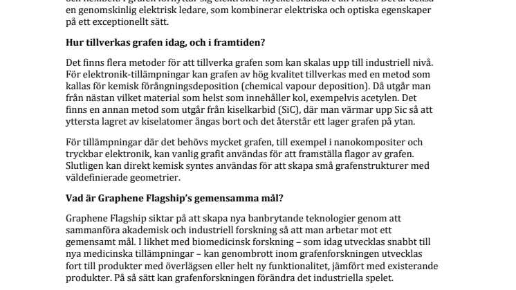 Frågor och svar om flaggskeppet Graphene
