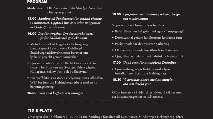 Pressinbjudan ljusseminarium den 13 februari