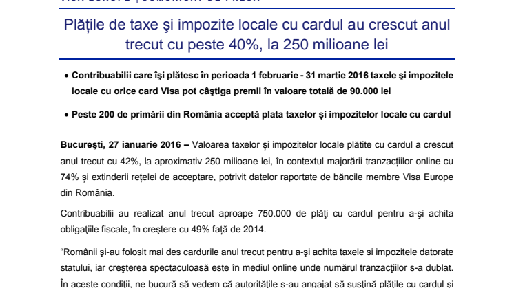 Plățile de taxe şi impozite locale cu cardul au crescut anul trecut cu peste 40%, la 250 milioane lei
