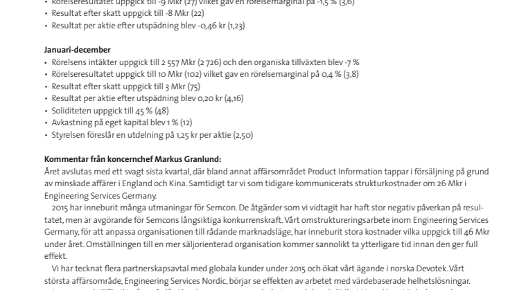 Bokslutskommuniké 2015 