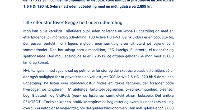 Peugeot byder sommeren velkommen med Åbent Hus