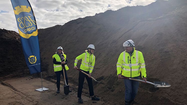 HSB Göta, Skanska och Halmstad Kommun satte spaden i marken för blivande HSB brf Sånglärkan.