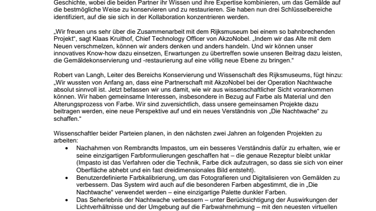 AkzoNobel und das Rijksmuseum zeichnen ein klareres Bild für die „Operation Nachtwache“