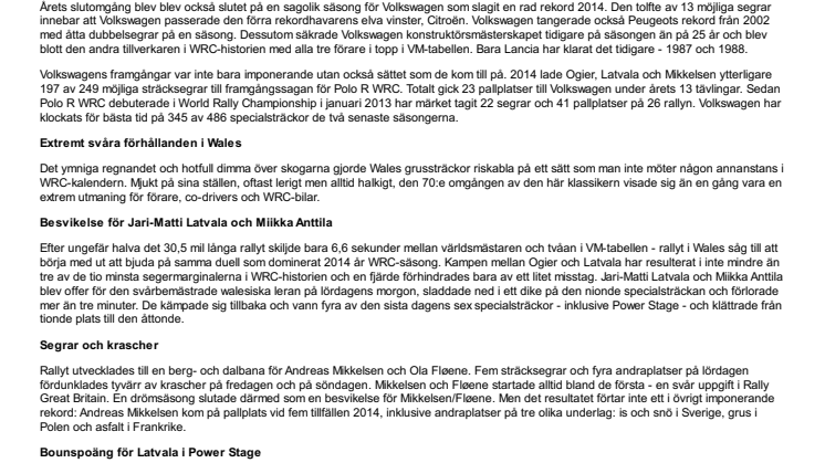 Volkswagen vinner även årets sista WRC-rally