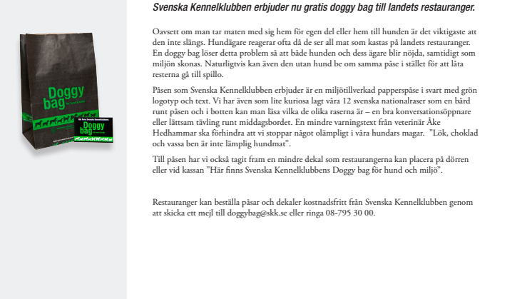 SKK värnar både miljö och hund!
