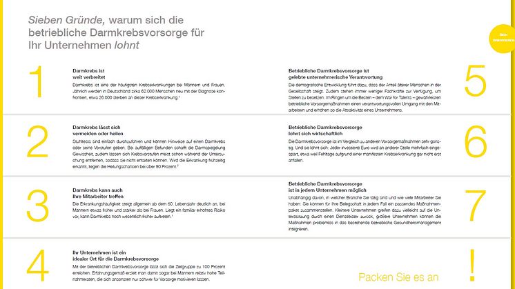 Auszug aus dem neuen Handlungsleitfaden zur betrieblichen Darmkrebsvorsorge