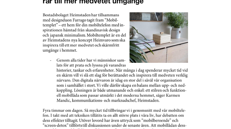 Heimstadens nya hem för mobilen inspirerar till mer medvetet umgänge