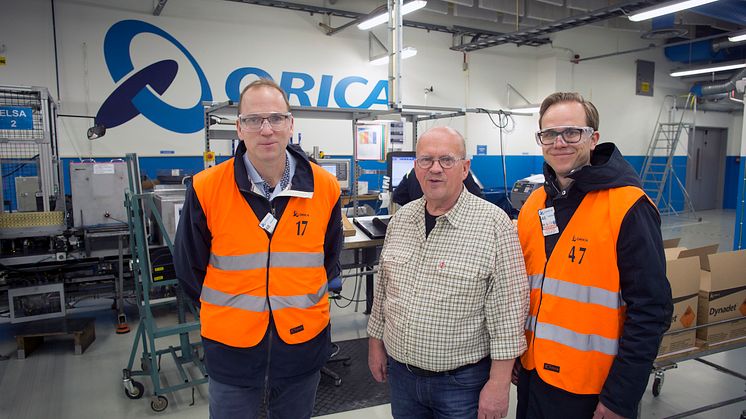  Anders Tålsgård, Lars-Göran Rohlén och Johan Lagerqvist på besök i monteringsfabriken hos Orica