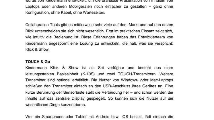Kindermann Klick & Show – einzigartig einfach