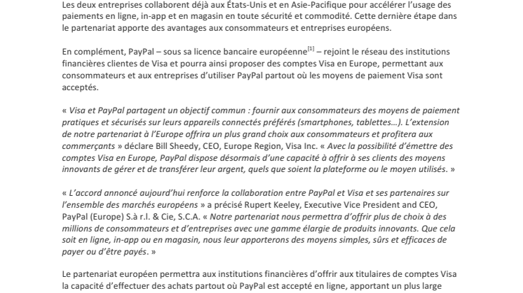 Visa et PayPal étendent leur partenariat à l'Europe