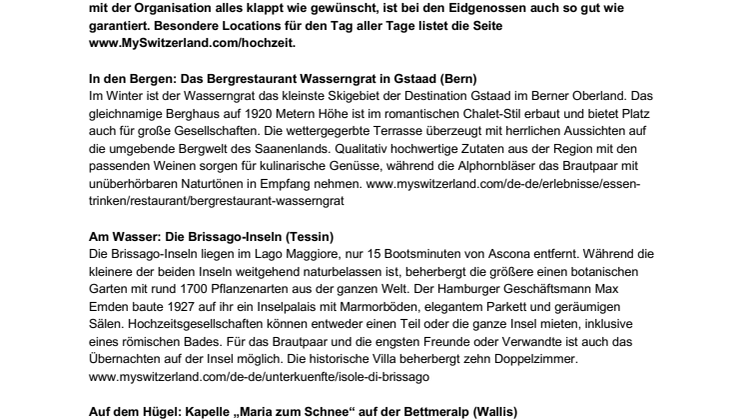 Hochzeitslocations in der Schweiz