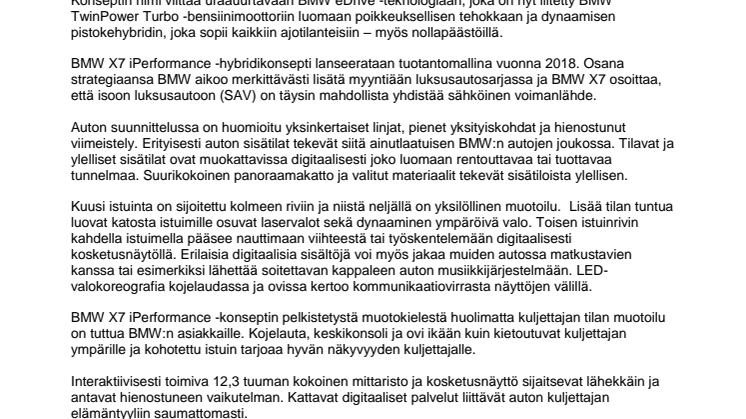 BMW X7 iPerformance -hybridikonsepti luo tilavuuden uuden ulottuvuuden
