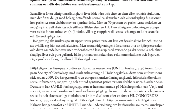 Välfungerande sexualliv efter en hjärthändelse