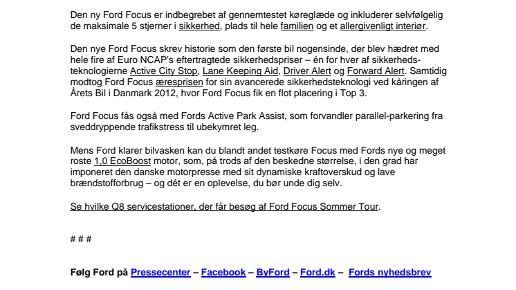 GRATIS BILVASK OG PRØVETUR I DEN NYE FORD FOCUS