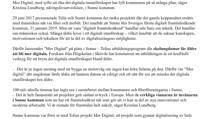 Sunne och Telia vinnare i European Broadband Awards
