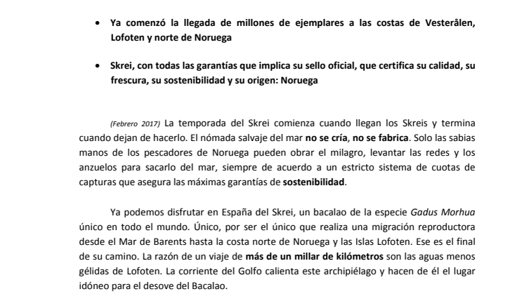 Arranca la nueva temporada del Skrei, el Bacalao noruego más sibarita