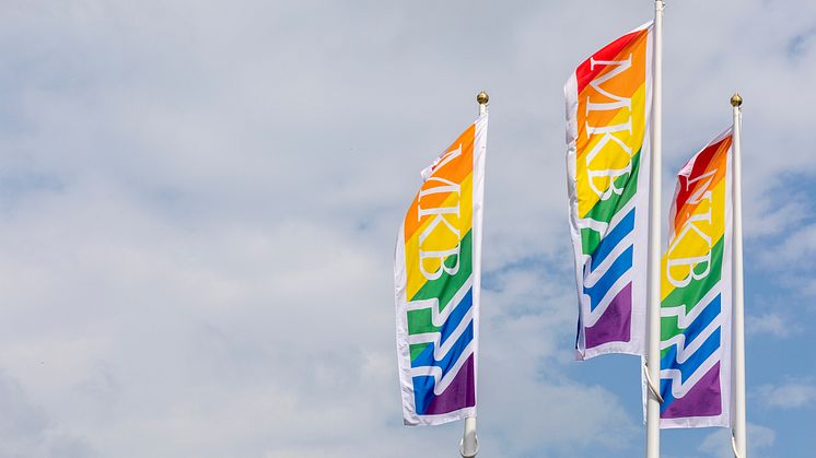 MKB Fastighets AB hissar regnbågsfärgade flaggor i sina bostadsområden med anledning av World Pride 2021.