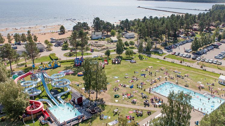 Byske Havsbad i Skellefteå har en vakker beliggenhet ved Bottenviken. Foto: Byske Havsbad 