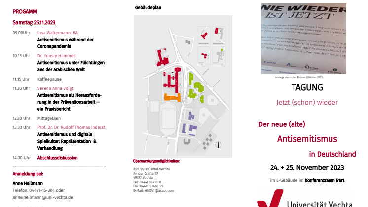 Tagungs-Flyer: „Der neue (alte) Antisemitismus in Deutschland – Jetzt (schon) wieder“  
