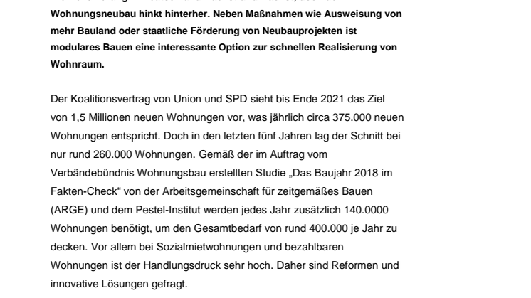 Eine Million Wohnungen fehlen in Deutschland  