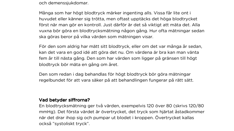 Fakta om blodtrycksmätning