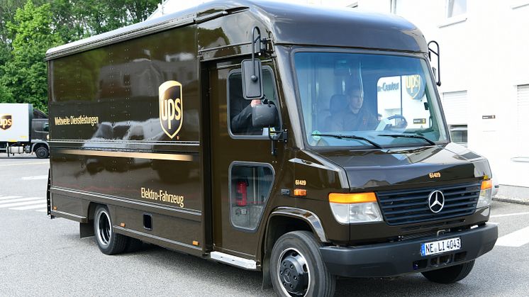 UPS E-Fahrzeug mit BPW-Antrieb in Fahrt