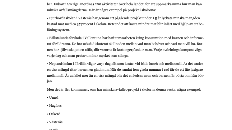 Minskat matsvinn i skolorna tjänar alla på